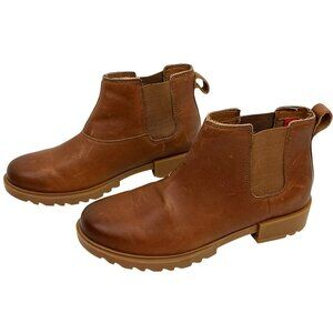 Sorel Emelie ll Chelsea 4323 Waterproof Leather Ankle Boots Womens 8 Brown